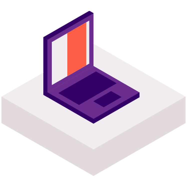 purple and orange laptop icon