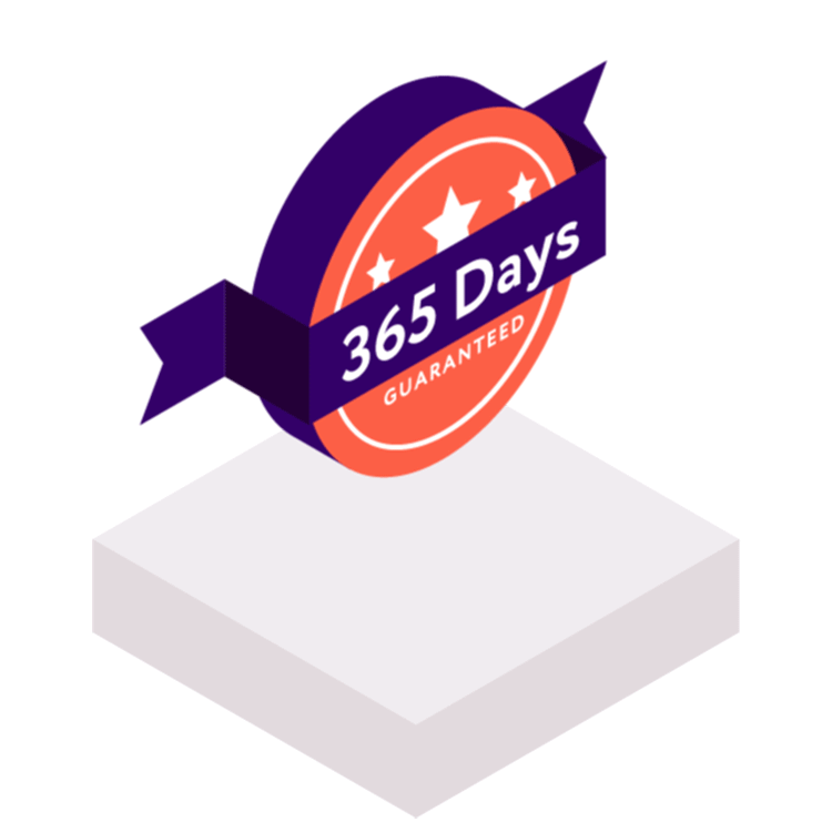 365 day warranty seal icon